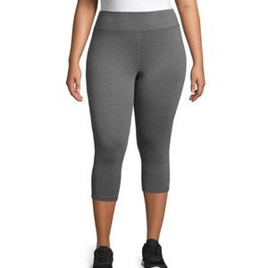 Just My Size Womens  Activewear Jersey Capri Leggings in Grey Size 16W / 1X NWT
